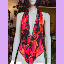 V-Bodysuit red swirl